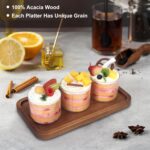 Ayiaren acacia wood mini serving tray, rectangular, displayed with cheese and crackers on a rustic table.