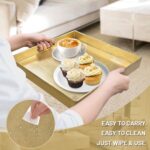 A modern 13-inch square gold foil decorative serving tray with cutout handles on a white background.