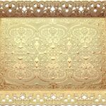 PARK & OZ Turkish Vintage Gold Serving Tray with handles, showcasing intricate Ottoman geometric patterns on a reflective sur
