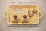 PARK & OZ Turkish Vintage Gold Serving Tray with handles, showcasing intricate Ottoman geometric patterns on a reflective sur