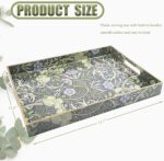 Rectangular seaweed-colored plastic serving tray with integrated handles, displayed on a coffee table.