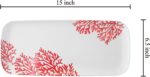 A rectangular UP Red Coral Melamine Serving Tray with a vibrant red coral pattern on a light background.