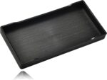 A sleek, small black rectangular plastic tray from VCREATC, ideal for organizing soaps or vanity items on a countertop.