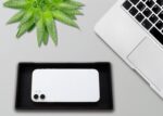 A sleek, small black rectangular plastic tray from VCREATC, ideal for organizing soaps or vanity items on a countertop.
